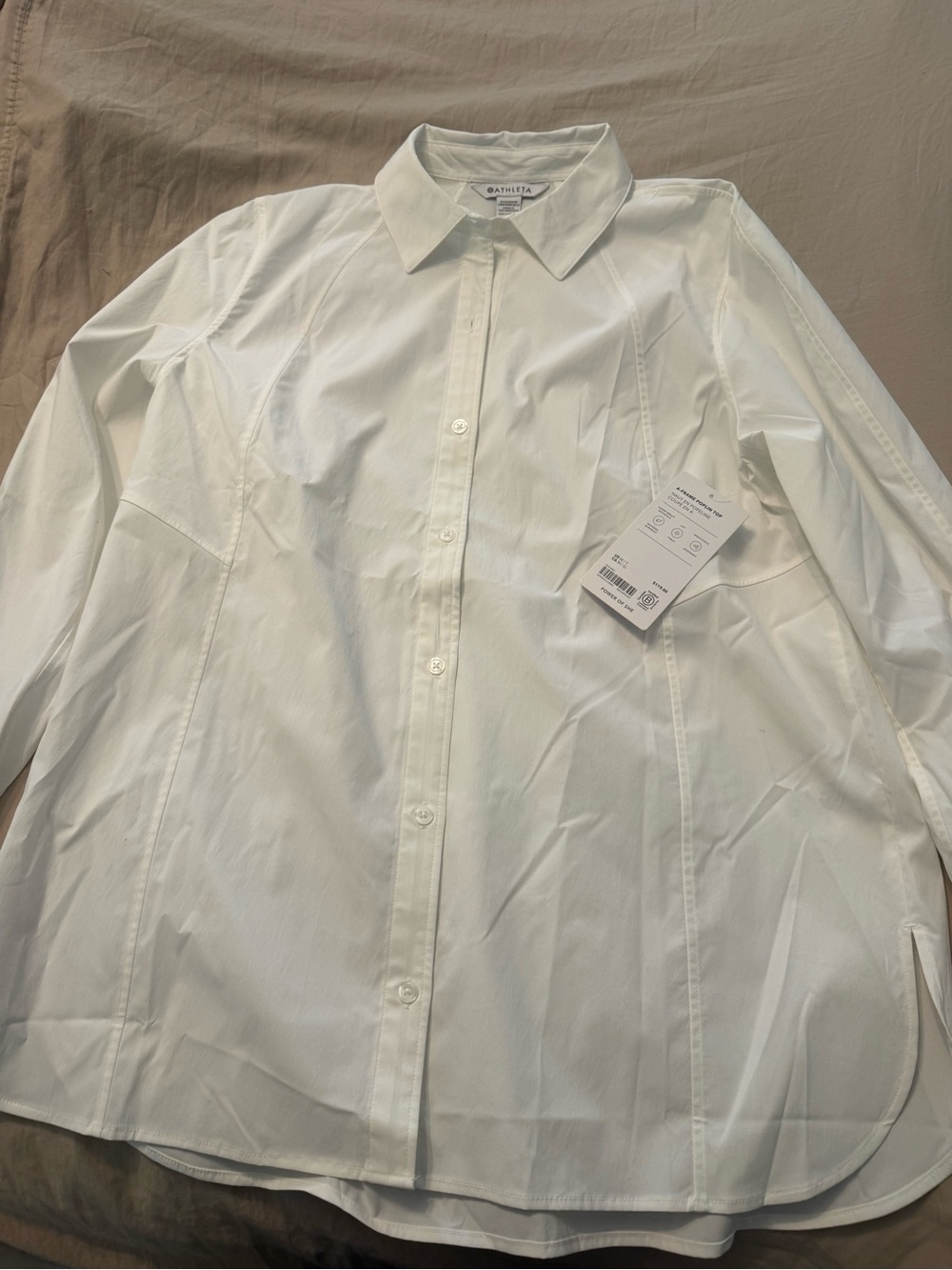 Athleta White Button-Down Shirt
